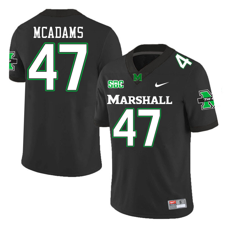 Marshall Thundering Herd #47 Eahjay McAdams College Football Jerseys Stitched-Black